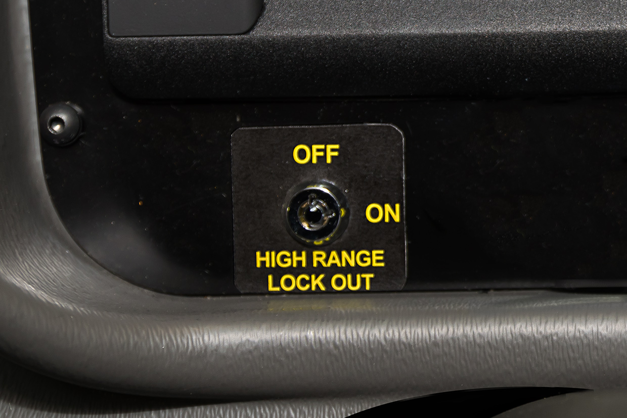 trackless vehicles high range lock out option